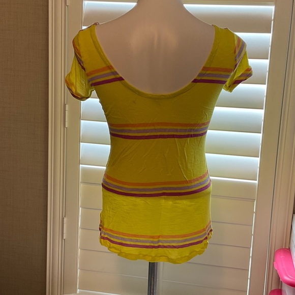 Splendid Yellow and Purple Striped Short Sleeve Top - Picture 3 of 7